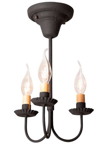 Primitive Colonial 3-Arm Flush-Mount Ceiling Light.